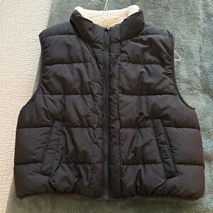 Black Puffer Vest with Cream Lining